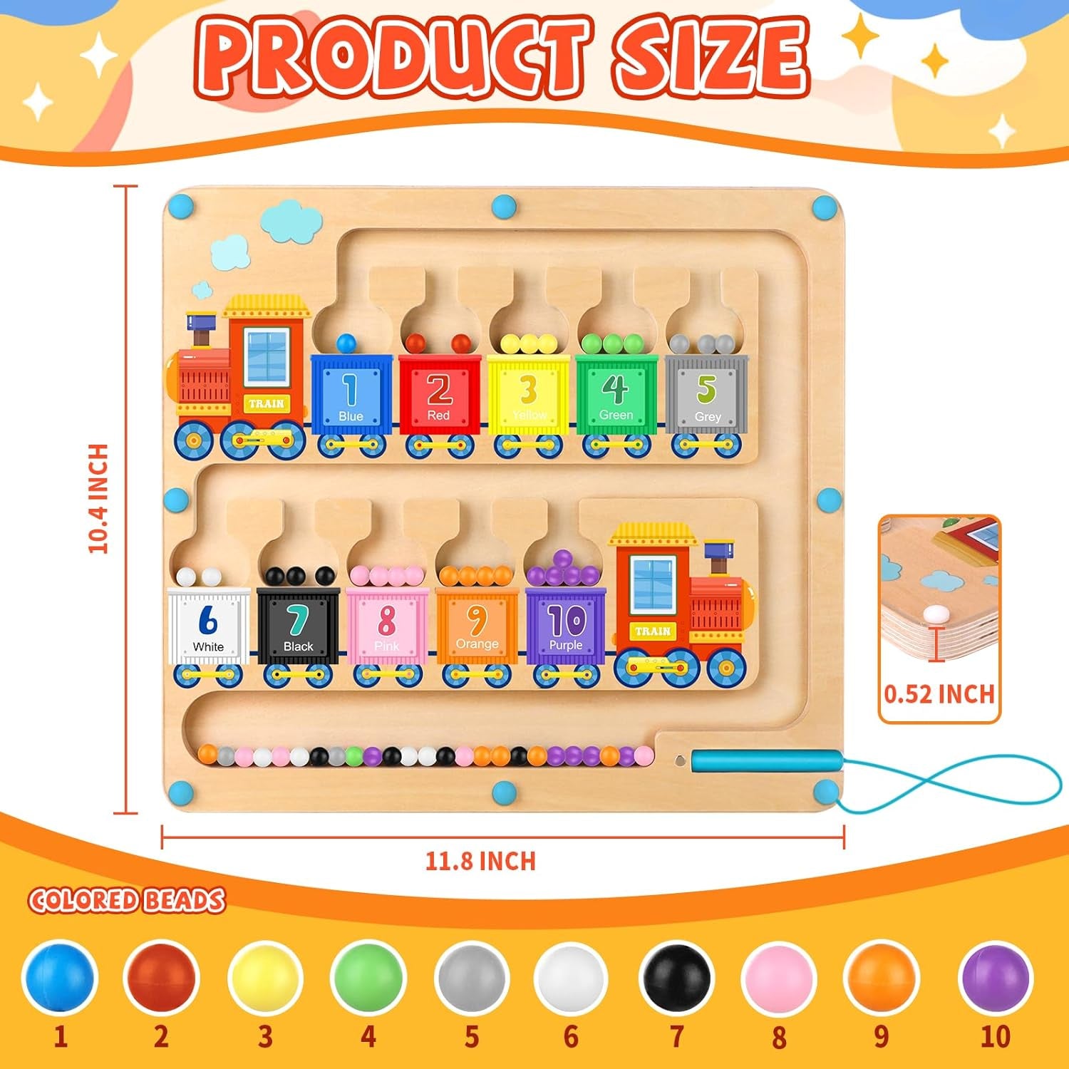 Montessori Magnetic Number Maze wooden learning toy