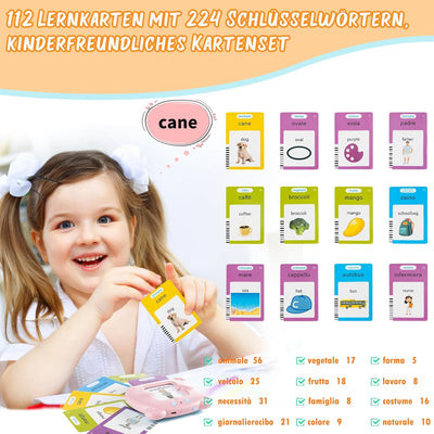 Italian Talking Flash Cards for Language Learning front view