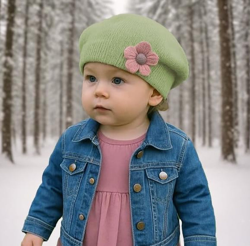 Baby Winter Beanie Hat for Girls cute flower beanie