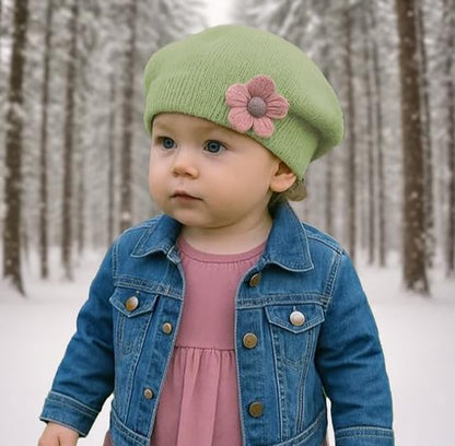 Baby Winter Beanie Hat for Girls cute flower beanie
