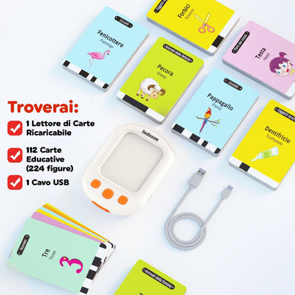 Carte Parlanti Montessori Italiano-Inglese, 224 Vocaboli E 18 Temi Educativi, Il Miglior Giocattolo per Imparare Nuove Parole in Modo Divertente, Idea Regalo 2-6 Anni, Guarda Il Video