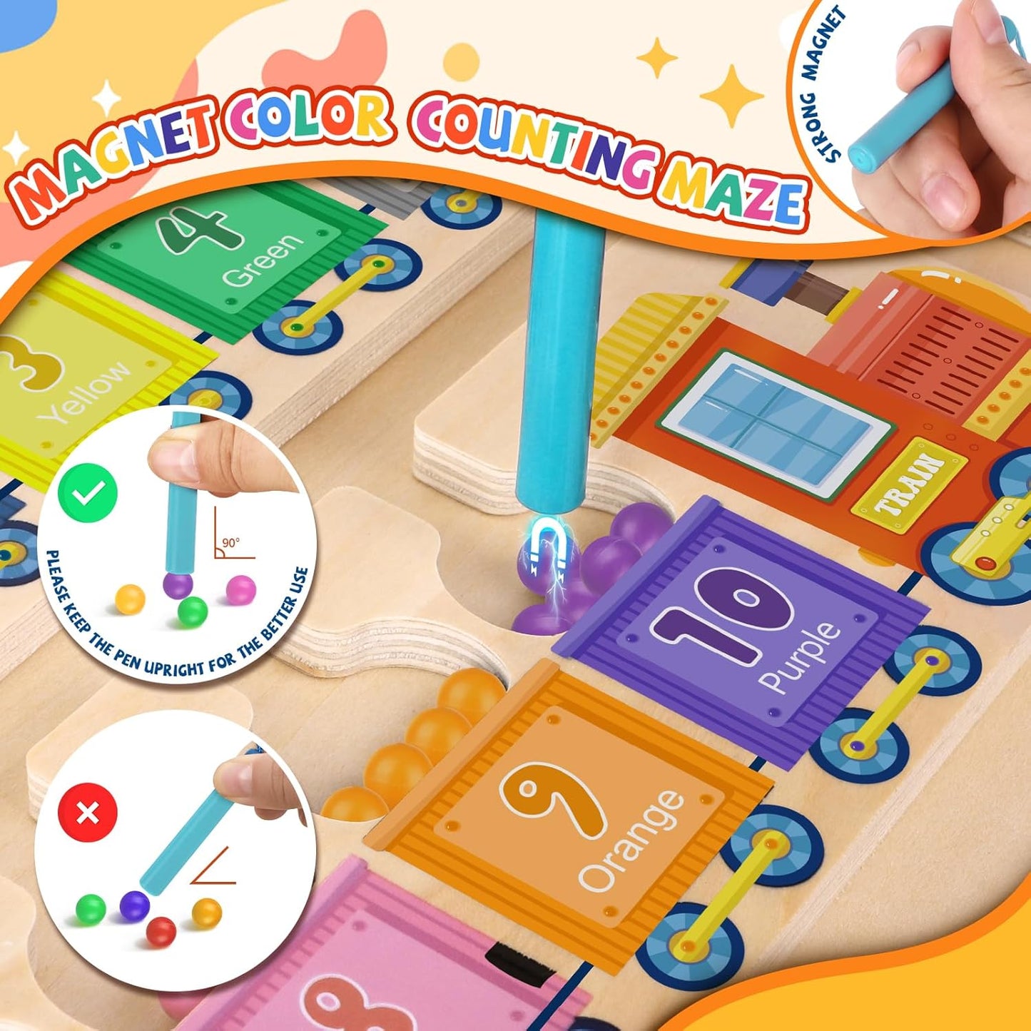 Montessori Magnetic Number Maze counting and color board