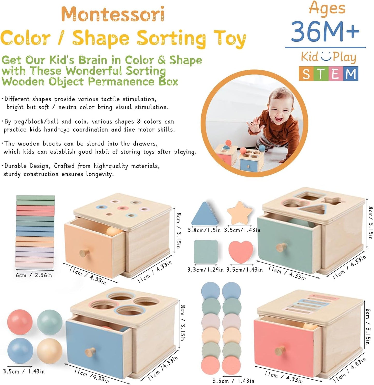MindNest Montessori Object Permanence Box wooden toy