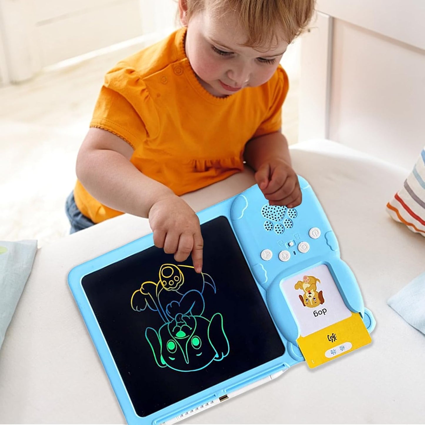 Talking Flash Cards, 2-In-1 Pocket Speech Cards, Educational Audible Learning with Interactive Reading Device, Drawing Tablet For, Preschool, Kids Learning, 9.45X6.69X0.59 In
