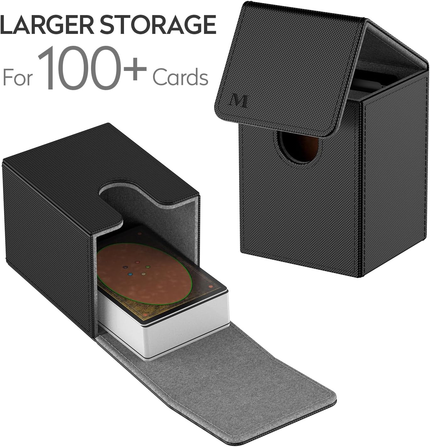 Card Storage Box Magnetic Flip for 100+ Cards, ideal for organizing and protecting valuable trading cards.