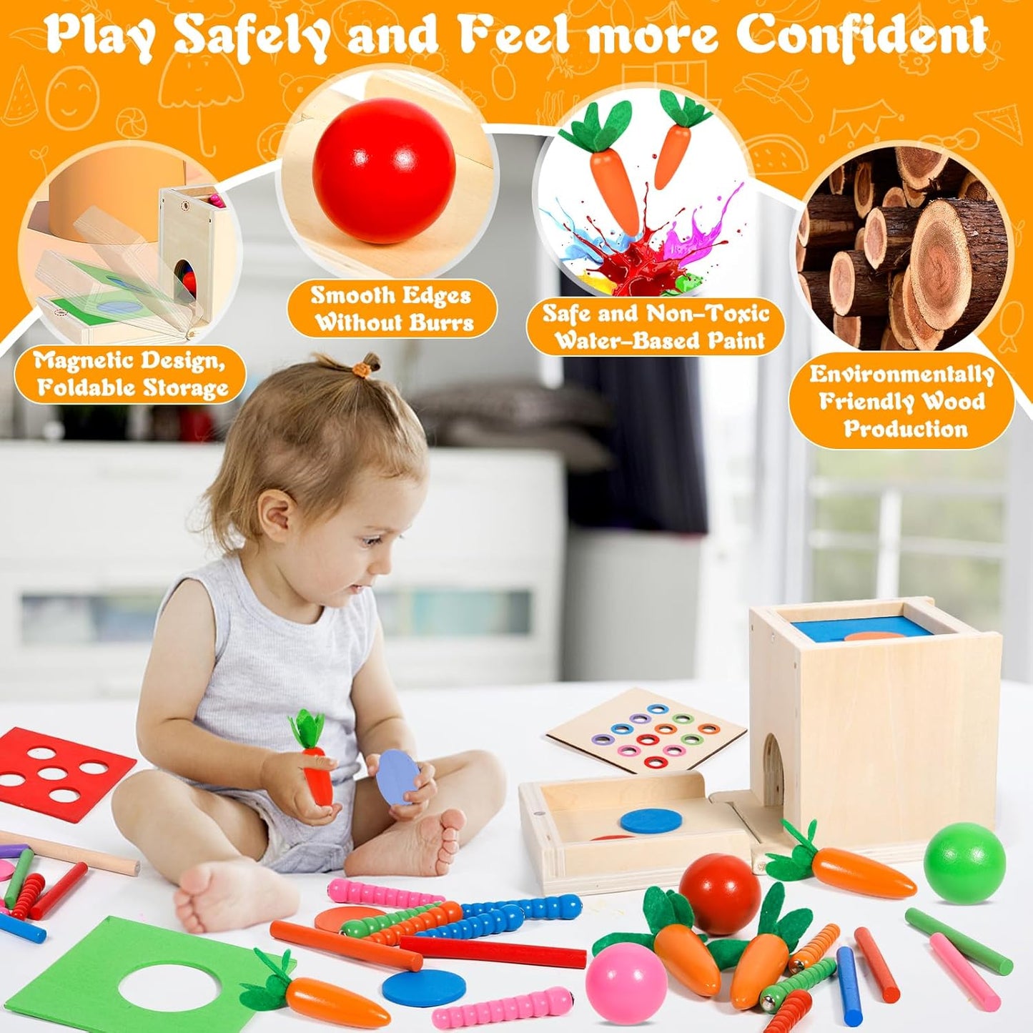 Jeux Montessori motricité bébé en bois éducatifs fine motor skills game