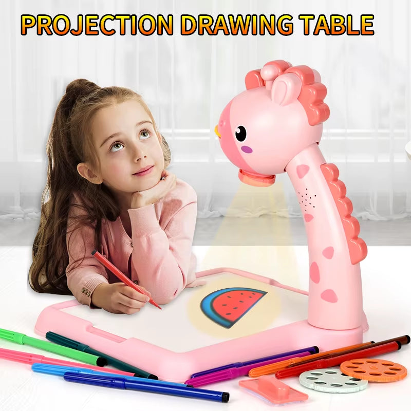 DrawGlow Children Projection Drawing Board with drawing slides and accessories