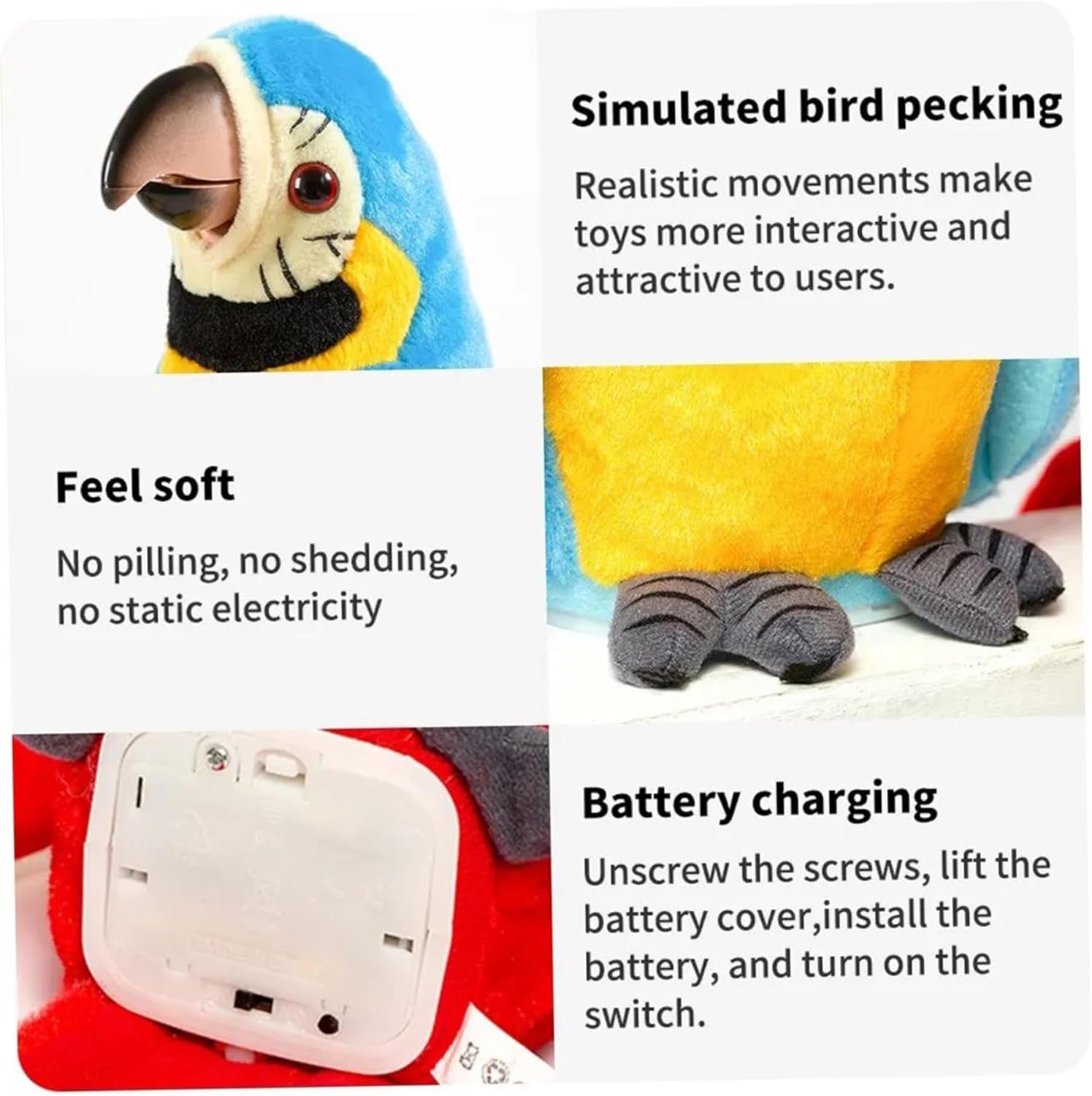 Loro Parlante Repite Lo Que Dices, Juguete De Peluche Con Registro Electrónico, Ala Agitada Animada Para Niños, Verde