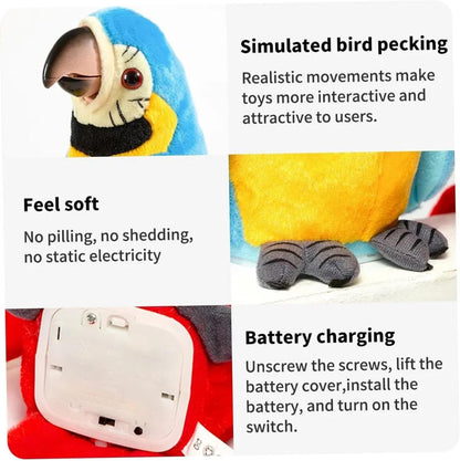 Loro Parlante Repite Lo Que Dices, Juguete De Peluche Con Registro Electrónico, Ala Agitada Animada Para Niños, Verde