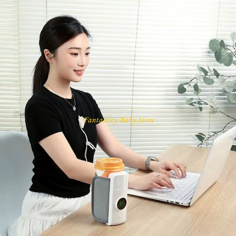 J6BE Baby Bottle Warmer Temperature Adjustable USB Powered Warmer Heater LCD Display