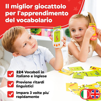 Carte Parlanti Montessori Italiano-Inglese, 224 Vocaboli E 18 Temi Educativi, Il Miglior Giocattolo per Imparare Nuove Parole in Modo Divertente, Idea Regalo 2-6 Anni, Guarda Il Video