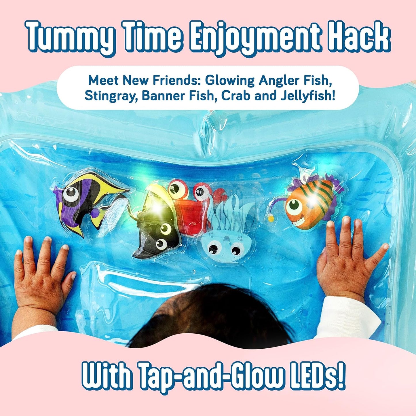 Light-Up Tummy Time Water Mat inflatable baby activity mat
