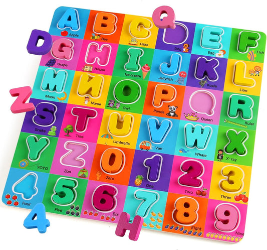 AlphaNest Wooden Alphabet Puzzle colorful ABC learning set