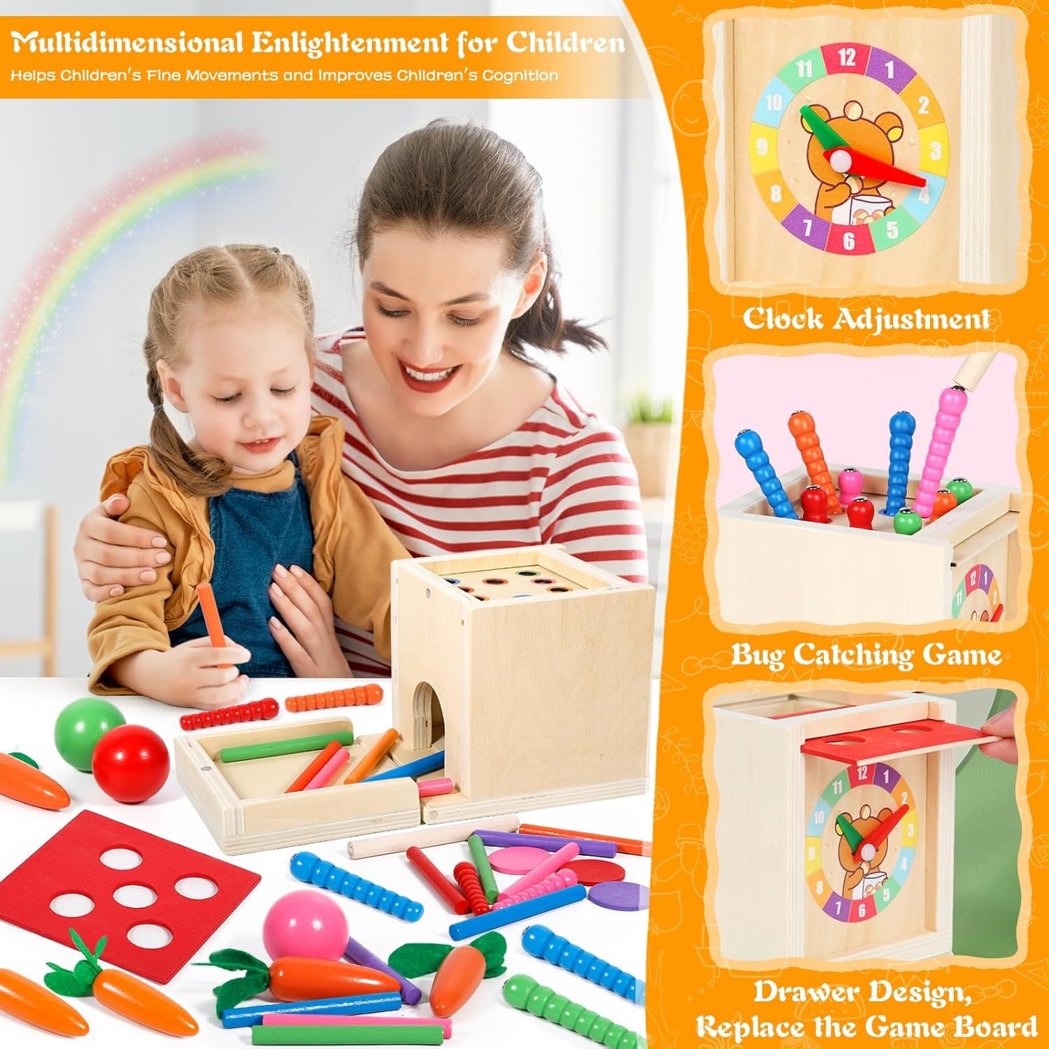 Jeux Montessori motricité bébé en bois éducatifs Montessori learning toy set