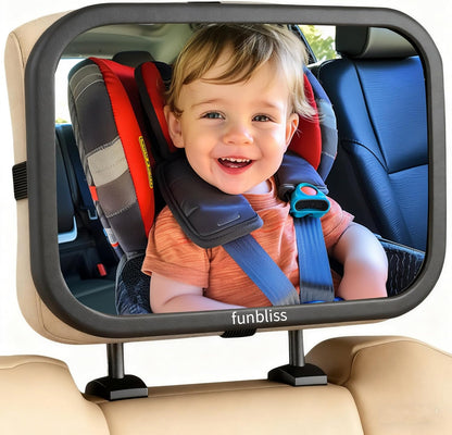 Baby Spiegel Auto, 360° Drehbar Für Einfache Anpassung,Bruchsicheres Acrylglas, Robuste Gurte, Einfach Montieren, Autospiegel Baby Rückbank