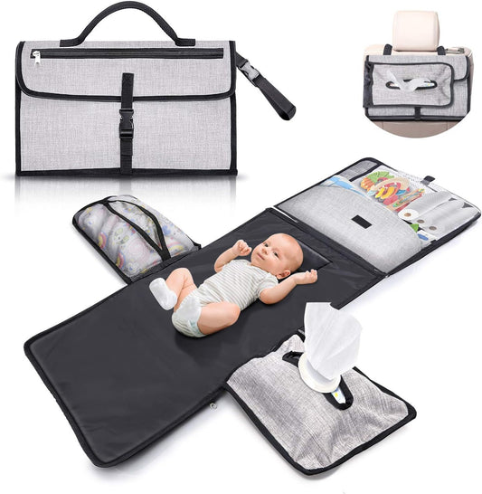 Fasciatoio Portatile Pieghevole E Impermeabile Xl–Questo Fasciatoio È Una Borsa Rimovibile Composta Da 6 Tasche Insieme a Un Dispenser Di Salviette E Un Comodo Cuscino per La Testa Del Bambino.
