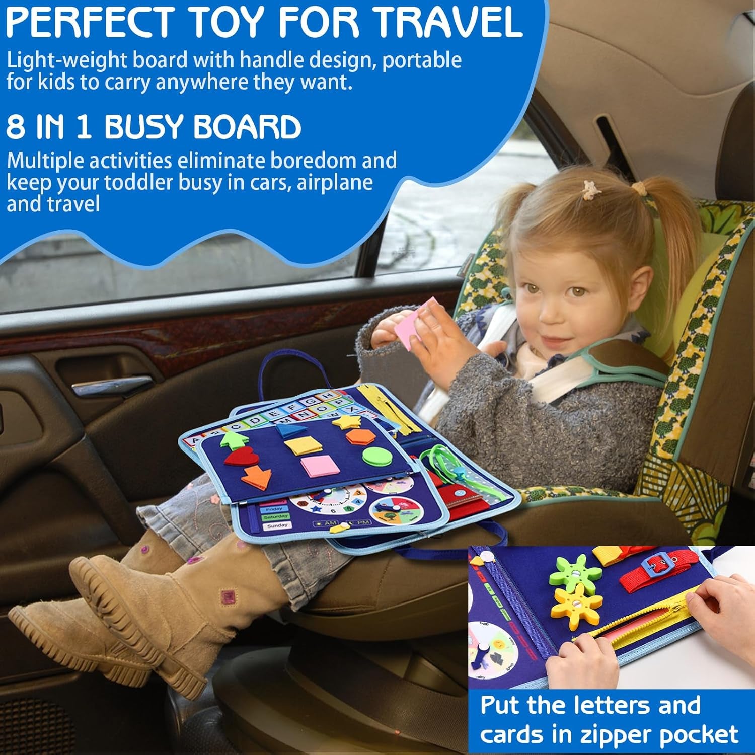 BusyNest Montessori Toddler Activity Board close-up details