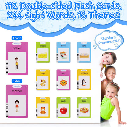 Toddler Toys Drawing Tablet with Talking Flash Card, Drop Resistant LCD Writing Tablet,224 Sight Words Pocket Speech Audible Flashcards, Learning & Education Toys for 2,3,4,5,6 Years Old