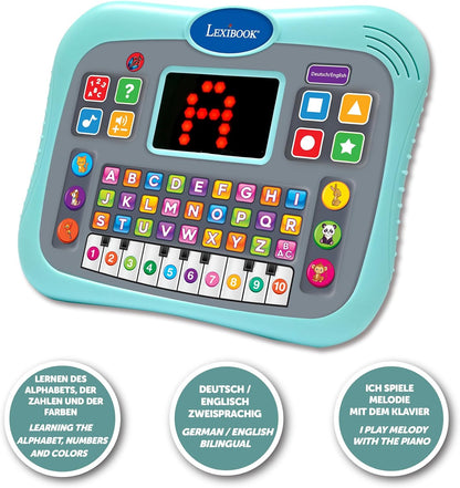 Lexibook Bilingual Learning Tablet for Kids with colorful buttons and educational activities.