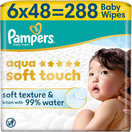 Pampers Aqua Soft Touch Baby Wipes for sensitive skin