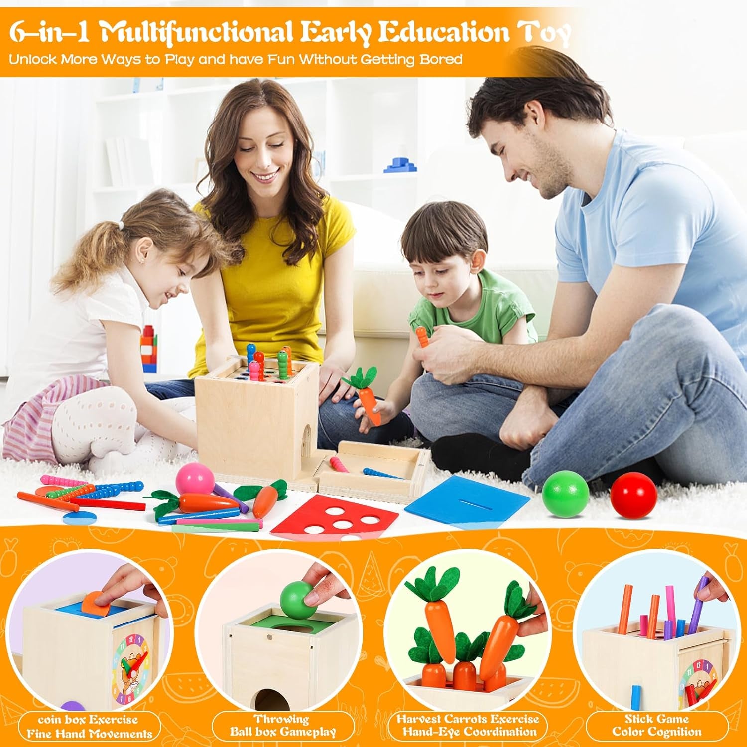 Jeux Montessori motricité bébé en bois éducatifs sensory wooden toys for kids