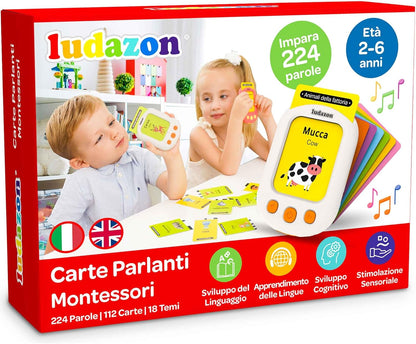 Carte Parlanti Montessori Italiano-Inglese, 224 Vocaboli E 18 Temi Educativi, Il Miglior Giocattolo per Imparare Nuove Parole in Modo Divertente, Idea Regalo 2-6 Anni, Guarda Il Video