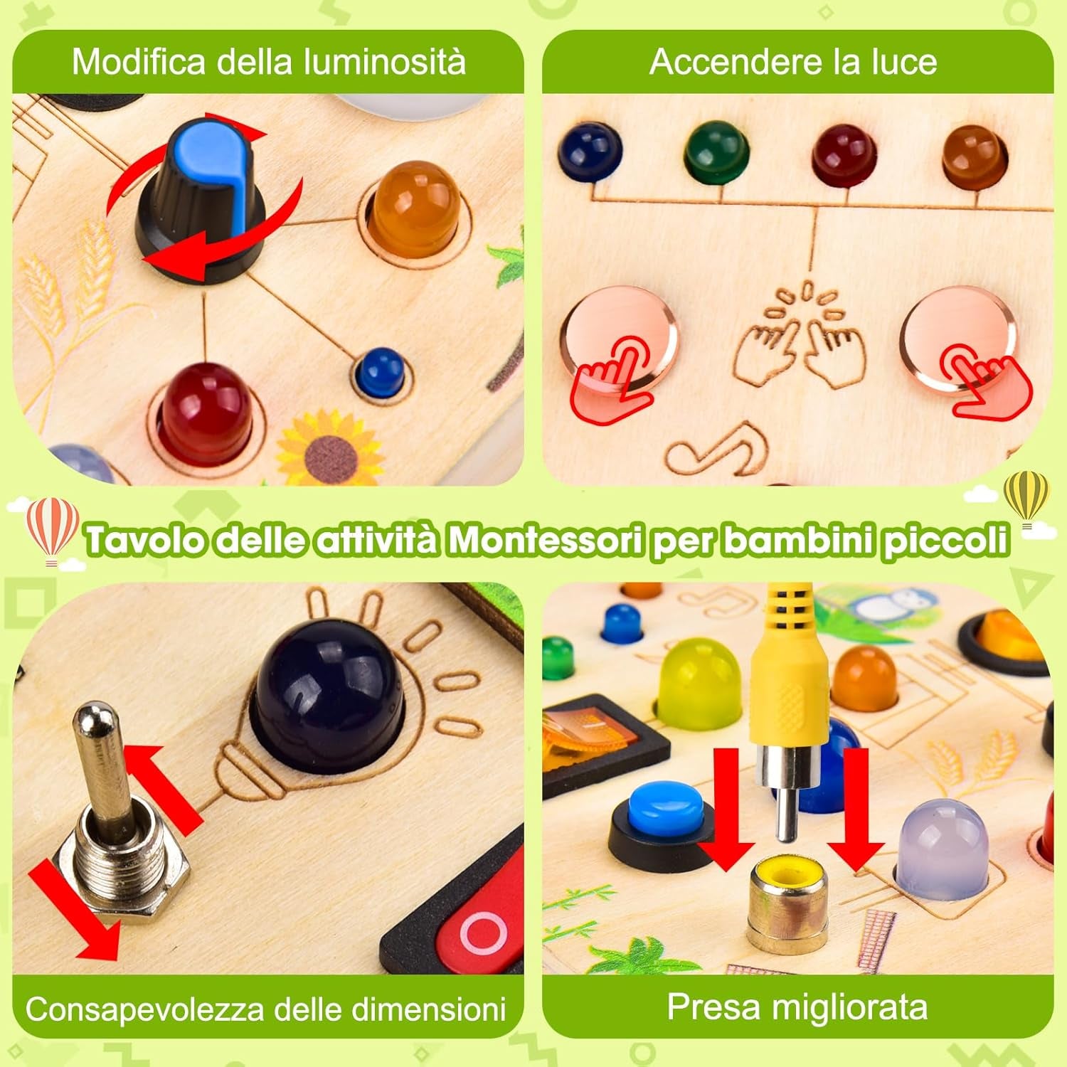 Montessori Busy Board for Toddlers with interactive buttons, zippers, and engaging sensory activities.