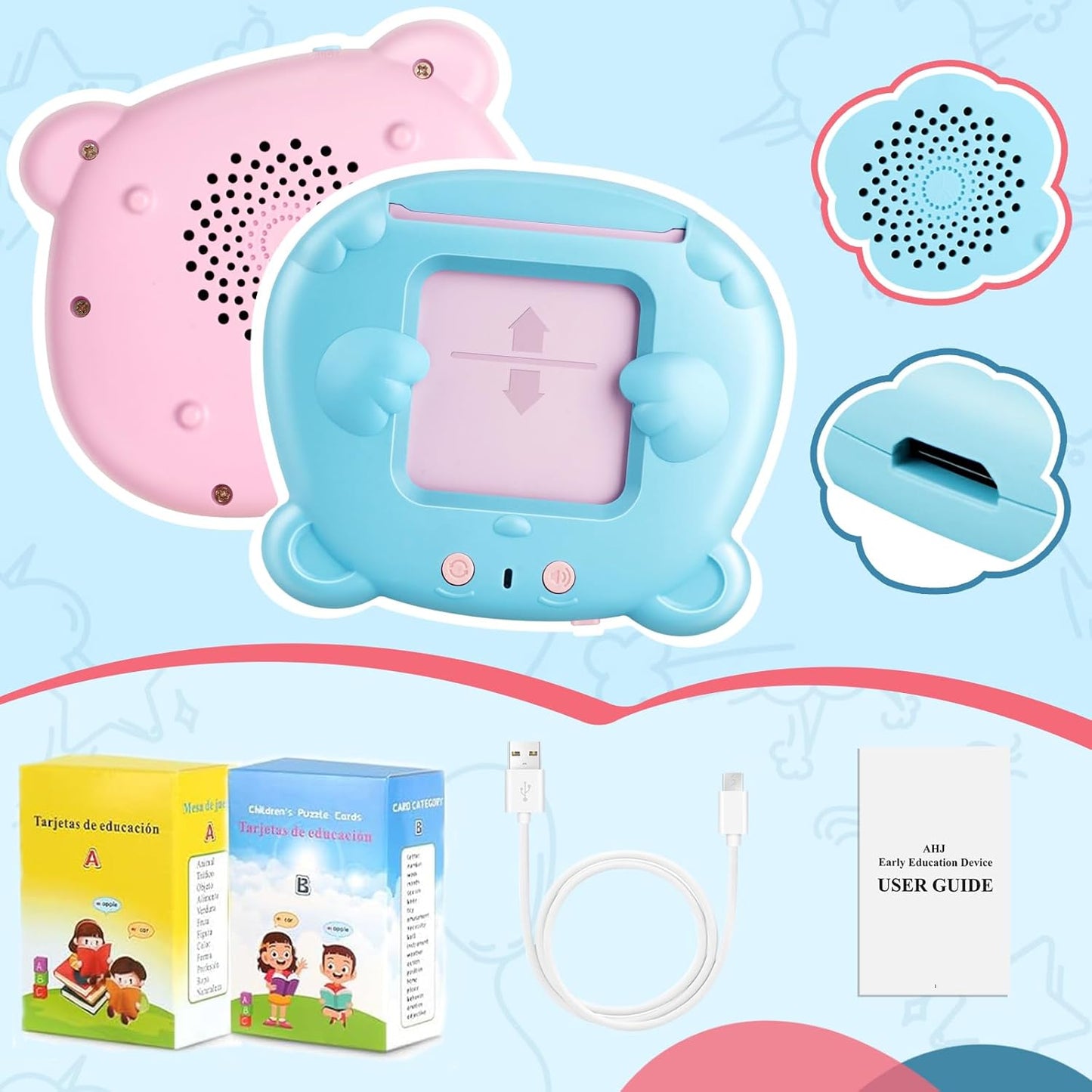 510 Parole Schede Talking Flash Cards, Flashcards Bambini Italiano, Giochi Montessori Bambini, Italiano E Inglese Giocattoli Di Apprendimento, Educativi Prescolari 255 Flashcard 510 Parole (Blu)