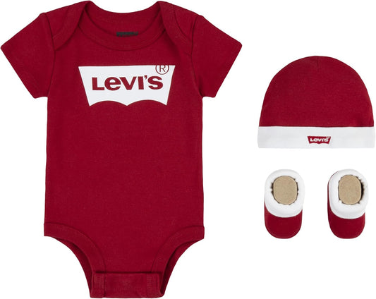 Levi'S Baby - Jungen Classic Batwing Infant Hat Bodysuit Bootie Set 3Pc Baby- Und Kleinkind-Strampelanzug (3Er Pack)