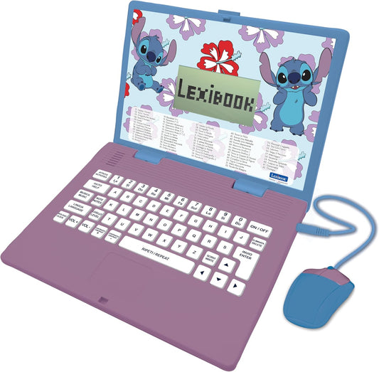 , Disney Stitch, Computer Educativo Bilingue Italiano/Inglese, Giocattolo per Bambini Con 124 Attività E Giochi Di Lingua, Scrittura, Matematica, Logica, Musica