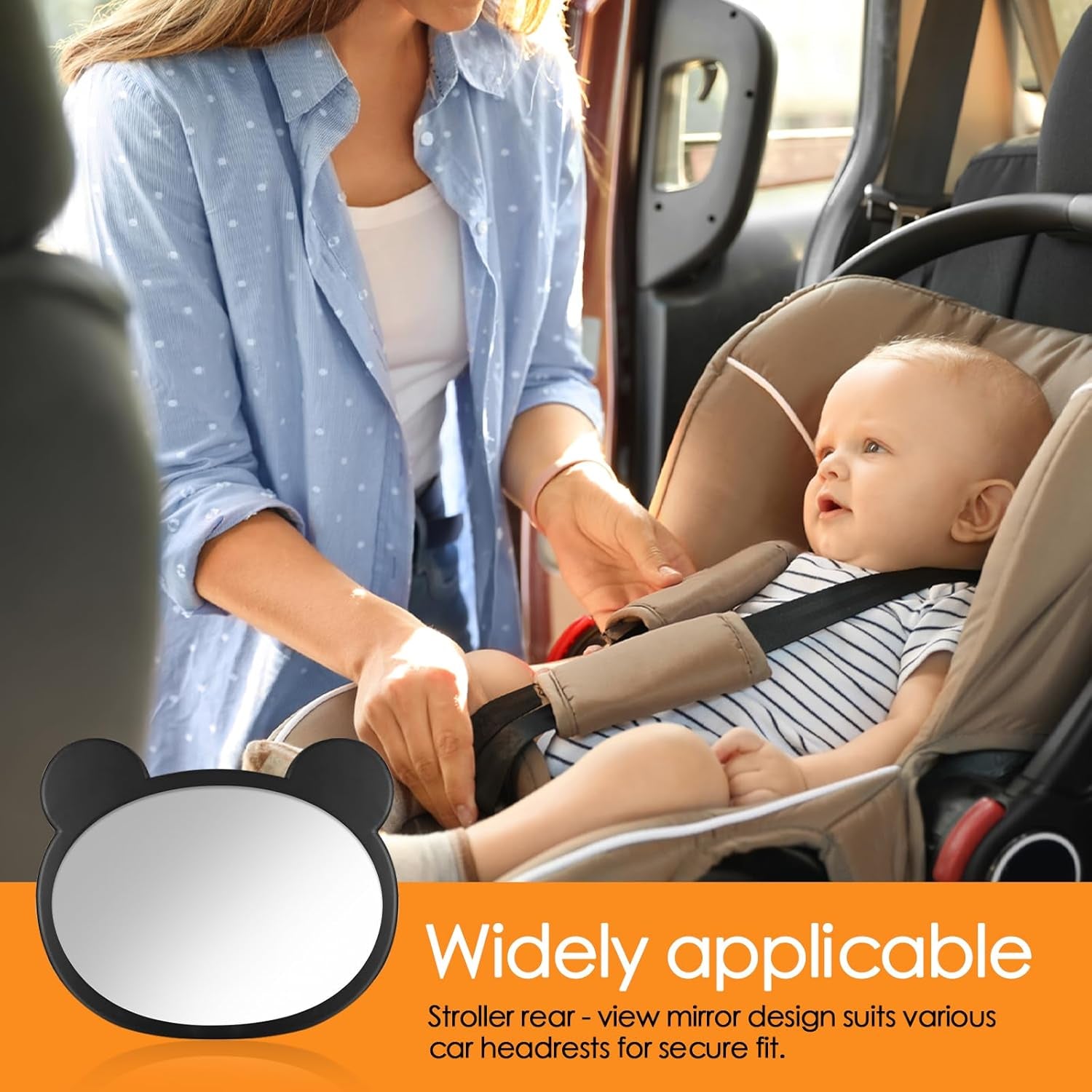 Specchietti Seggiolino Orientabile,Specchio Auto Sicuro per Bambini Con Ampia Visuale Chiara Installazione Rapida Visione Chiara Ampia Rotazione 45° Inclinabile per Sedile Posteriore Neonato