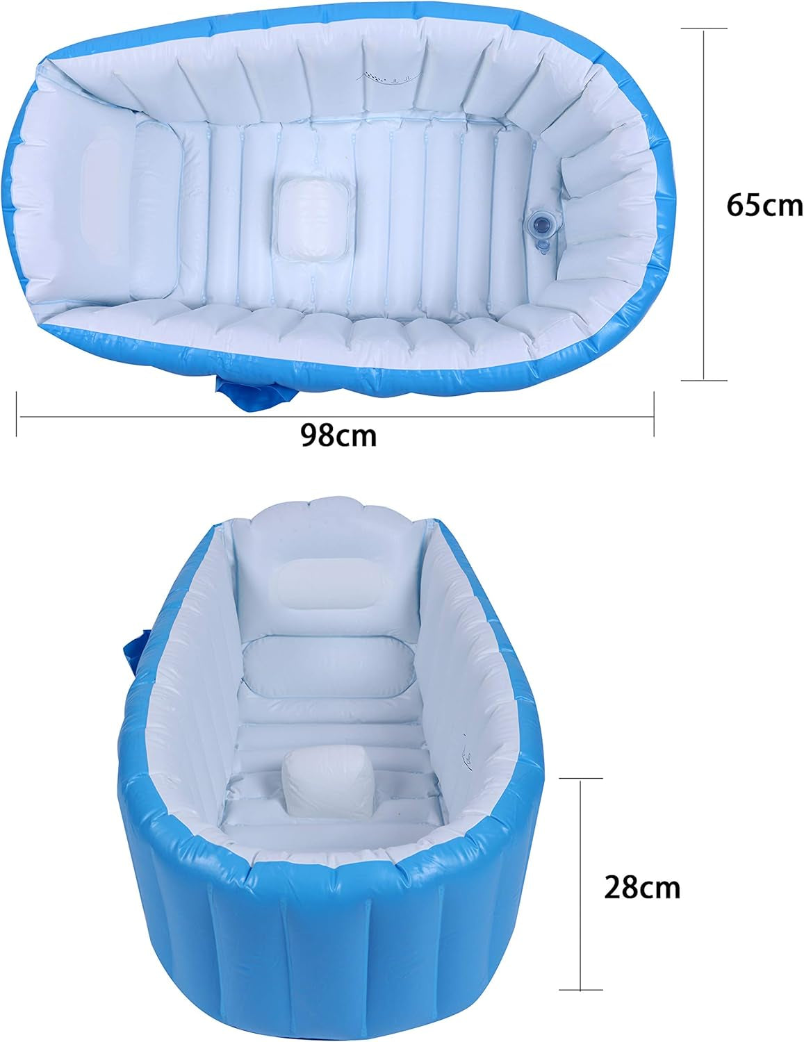 Vaschetta per Bagnetto Neonato Gonfiabile, Vasca Bagno Neonato Pieghevole Neonati Bambini Con Supporto (Blu)
