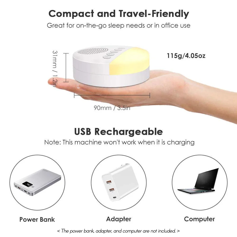 SleepNest Baby White Noise Machine compact design close-up