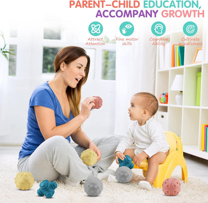 4 Pack Sensory Balls for Baby,Baby Balls Easy Grape Soft Textured Ball Set,Infant Squeeze Sensory Toys,Sensory Exploration Toys Gift for 6-12 Months