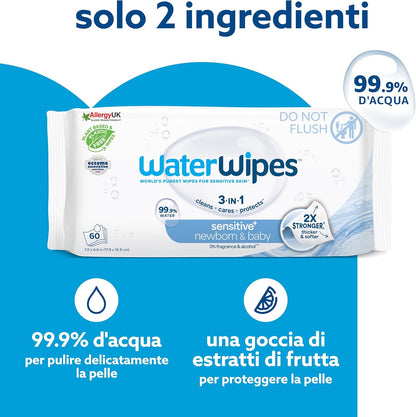 Sensitive+ Newborn & Baby Wipes, Salviettine per Neonati E Bambini, 240 Pezzi (4 Confezioni), Deterge, Cura, Protegge, 99,9% Acqua, Senza Profumo