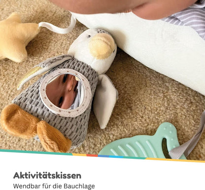 Nuby Penguin Tummy Time Pillow for Babies, Grey and White Plush Nursery Accessories, 39 X 30 Cm