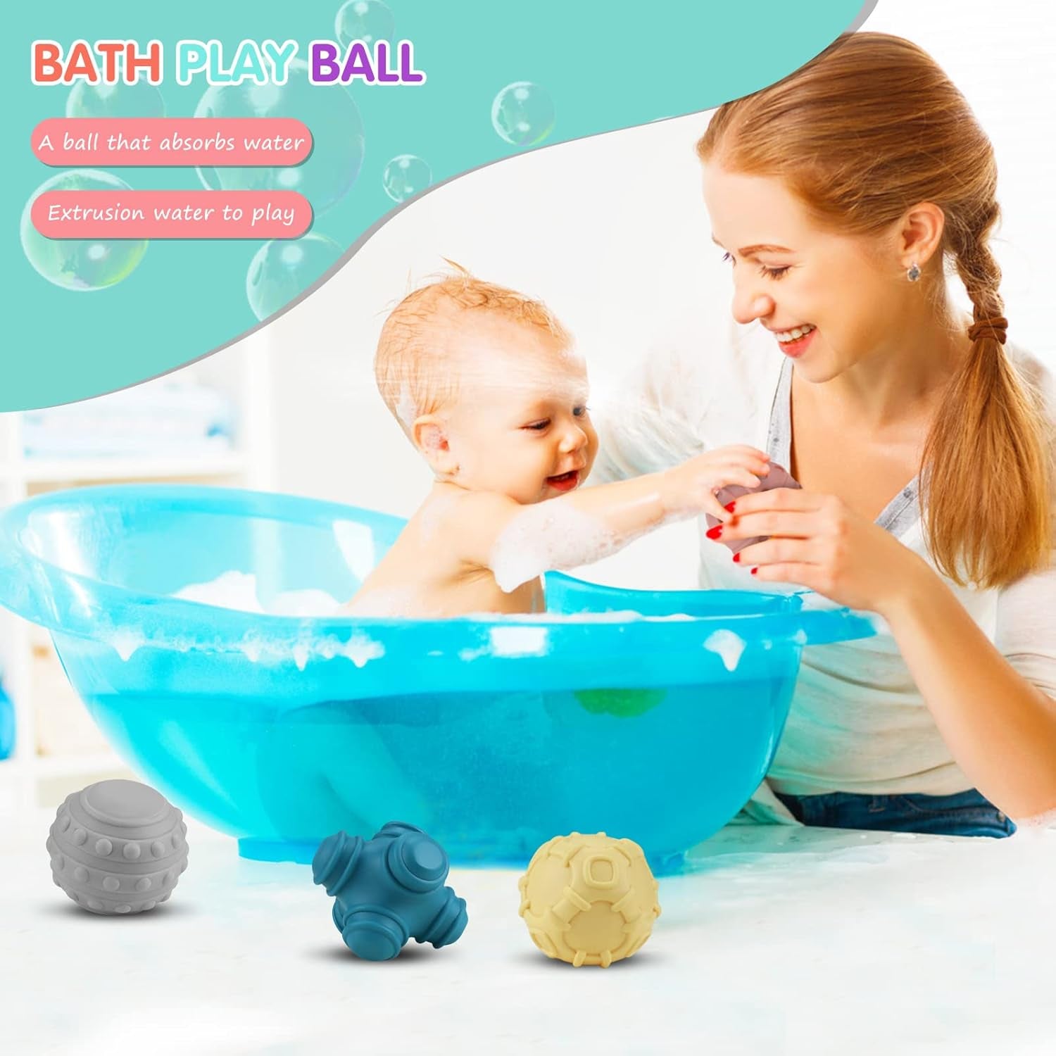 4 Pack Sensory Balls for Baby,Baby Balls Easy Grape Soft Textured Ball Set,Infant Squeeze Sensory Toys,Sensory Exploration Toys Gift for 6-12 Months