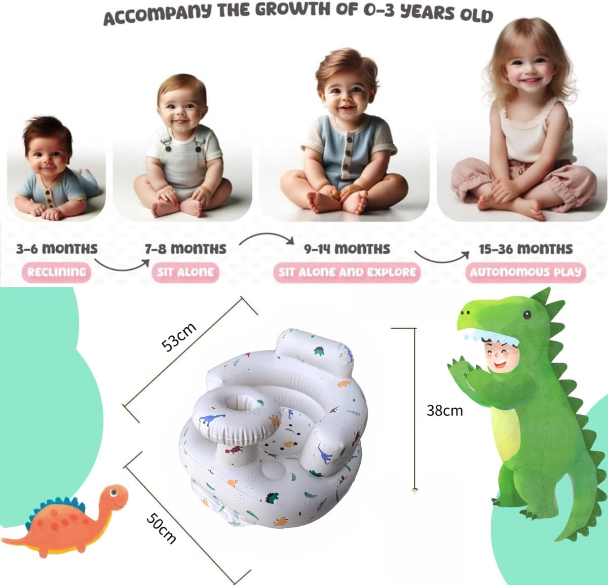 Alt text: Seggiolino Gonfiabile per Bambini 4-24 Mesi nursery use