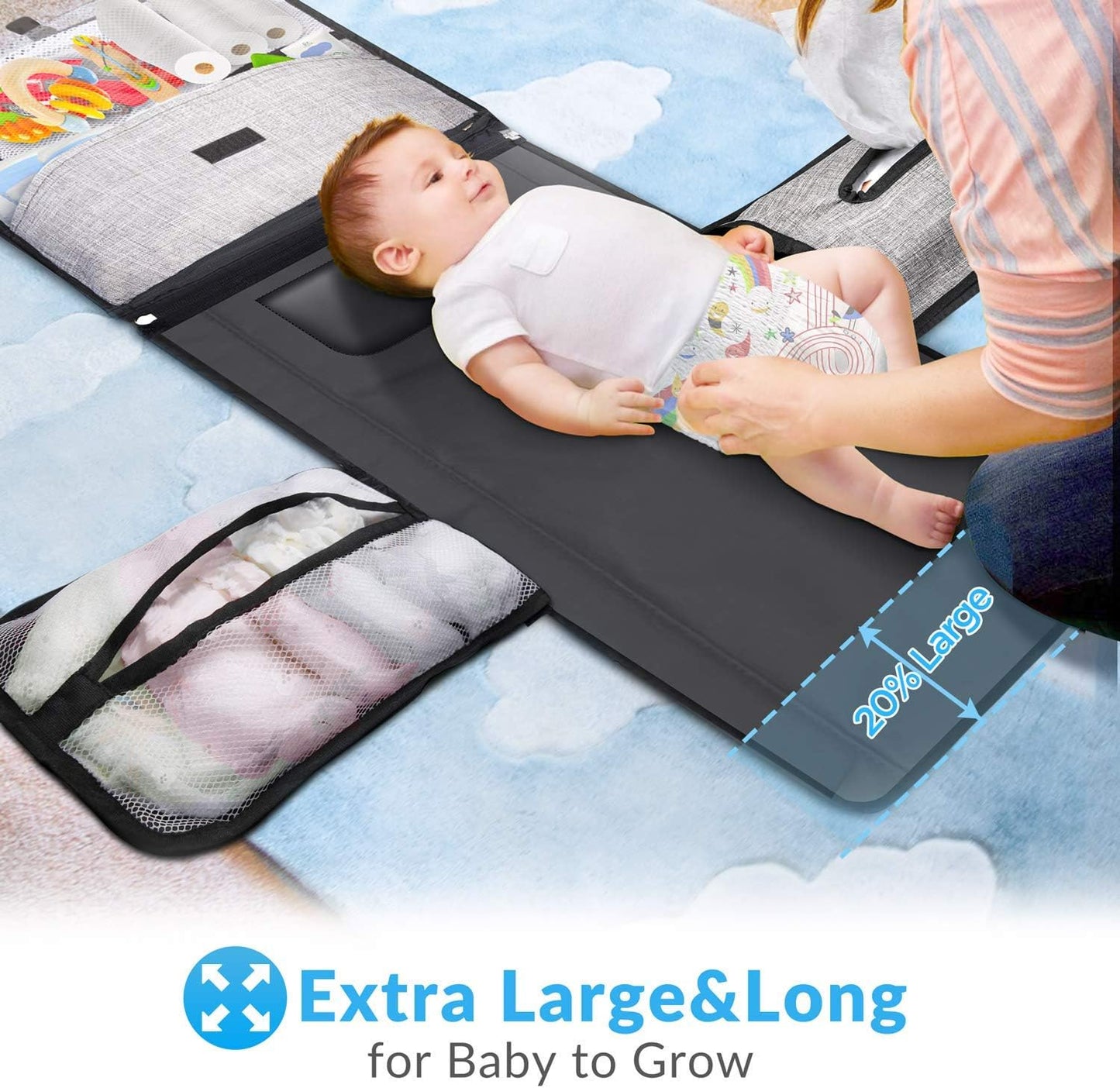 Fasciatoio Portatile Pieghevole Impermeabile Bambino - folded travel size