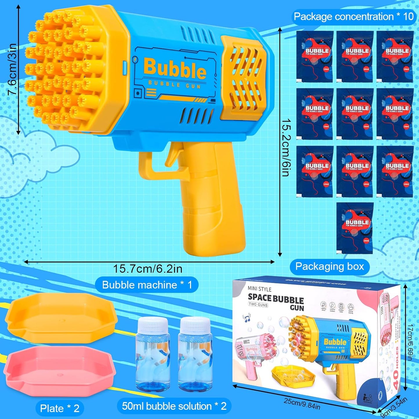 Bubble Gun for Kids creating 10000 bubbles per minute