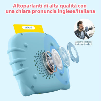 510 Parole Schede Talking Flash Cards, Flashcards Bambini Italiano, Giochi Montessori Bambini, Italiano E Inglese Giocattoli Di Apprendimento, Educativi Prescolari 255 Flashcard 510 Parole (Blu)
