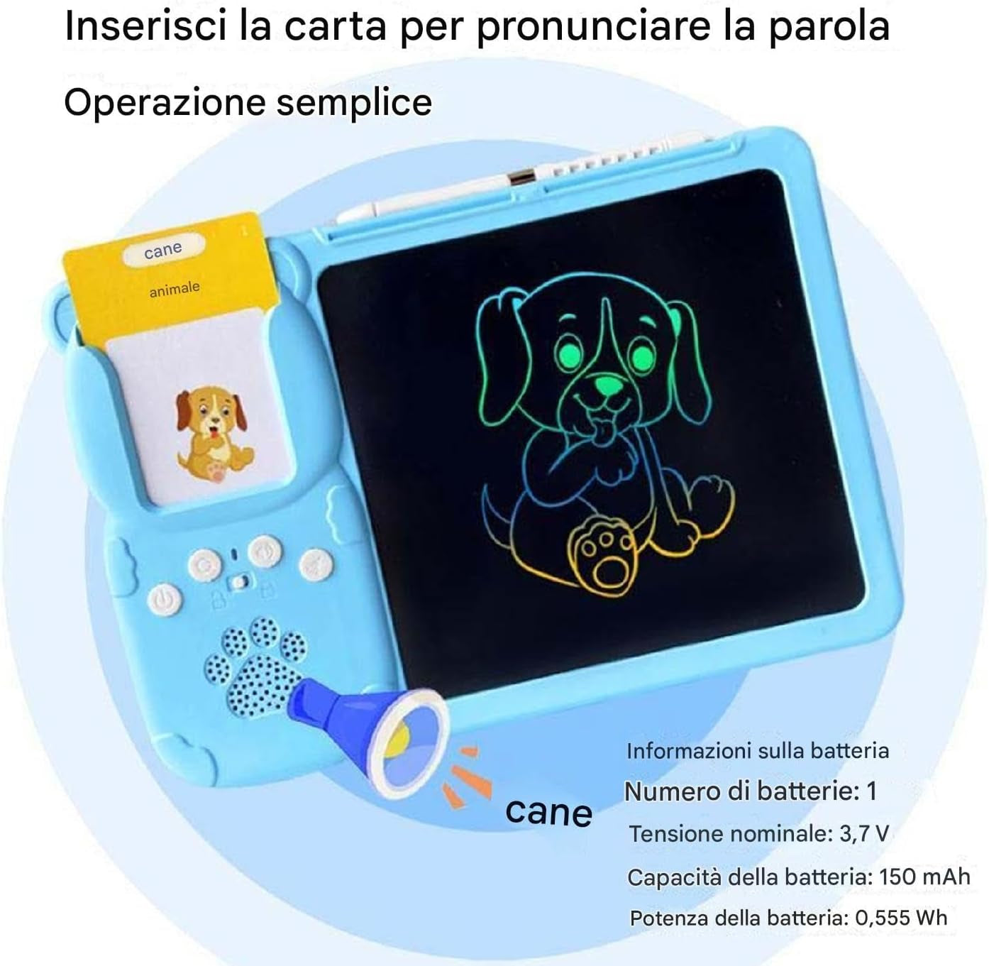 Talking Flash Cards, 2-In-1 Pocket Speech Cards, Educational Audible Learning with Interactive Reading Device, Drawing Tablet For, Preschool, Kids Learning, 9.45X6.69X0.59 In