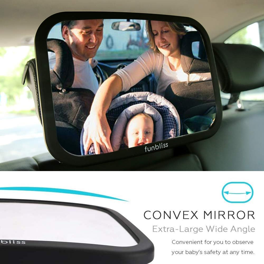 Baby Spiegel Auto, 360° Drehbar Für Einfache Anpassung,Bruchsicheres Acrylglas, Robuste Gurte, Einfach Montieren, Autospiegel Baby Rückbank