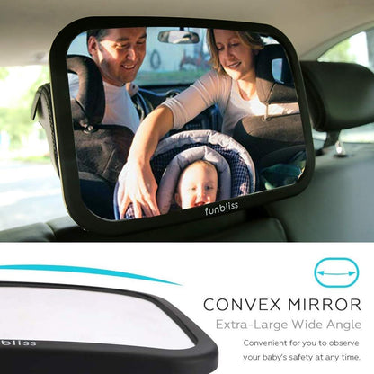Baby Spiegel Auto, 360° Drehbar Für Einfache Anpassung,Bruchsicheres Acrylglas, Robuste Gurte, Einfach Montieren, Autospiegel Baby Rückbank