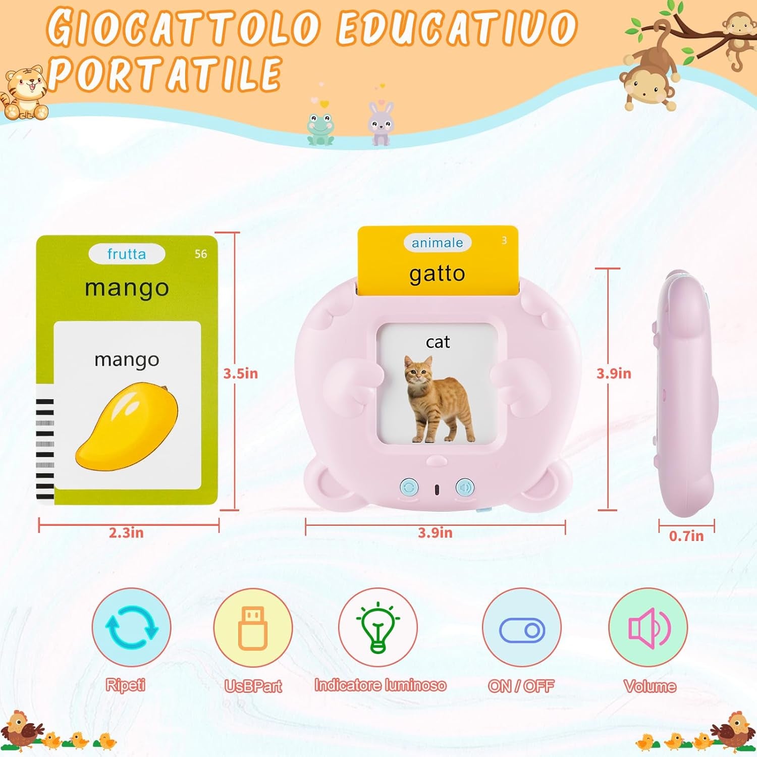 Italian Talking Flash Cards for Language Learning audio feature