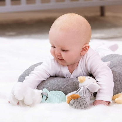 Nuby Penguin Tummy Time Pillow for Babies, Grey and White Plush Nursery Accessories, 39 X 30 Cm