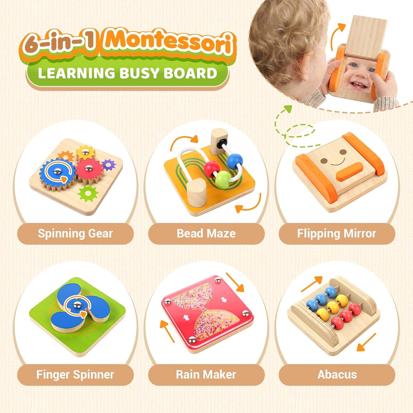 BusyNest Montessori Busy Board for Toddlers sensory activity