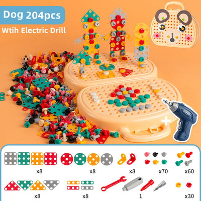 Children Electric Drill Toolbox Toy Set safe kids construction toy
