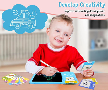 Toddler Toys Drawing Tablet with Talking Flash Card, Drop Resistant LCD Writing Tablet,224 Sight Words Pocket Speech Audible Flashcards, Learning & Education Toys for 2,3,4,5,6 Years Old