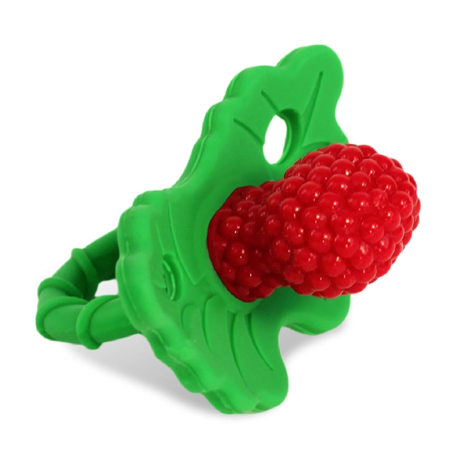 Razberry Silicone Baby Teether Toy - Berrybumps Soothe Babies Sore Gums - Infant Teething Toy - Hands Free Design - BPA Free - Easy-To-Hold Design - Teething Relief Pacifier - Fruit Shape/Red